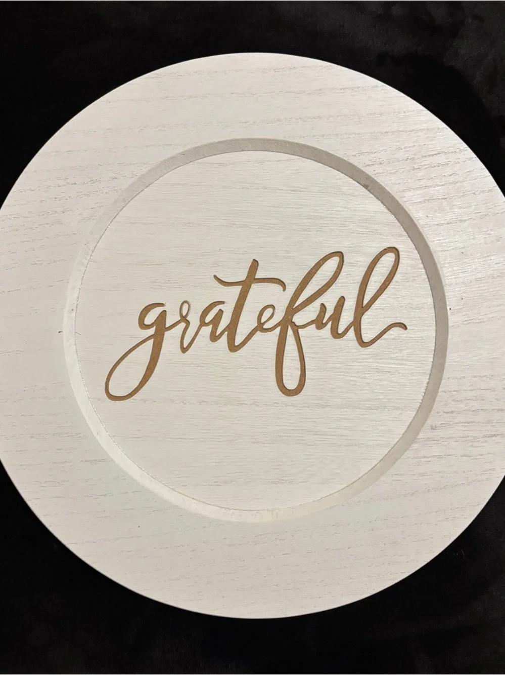 Neutral White 'Blessed' & 'Grateful' Decorative Wood Wall Plaques/ Chargers